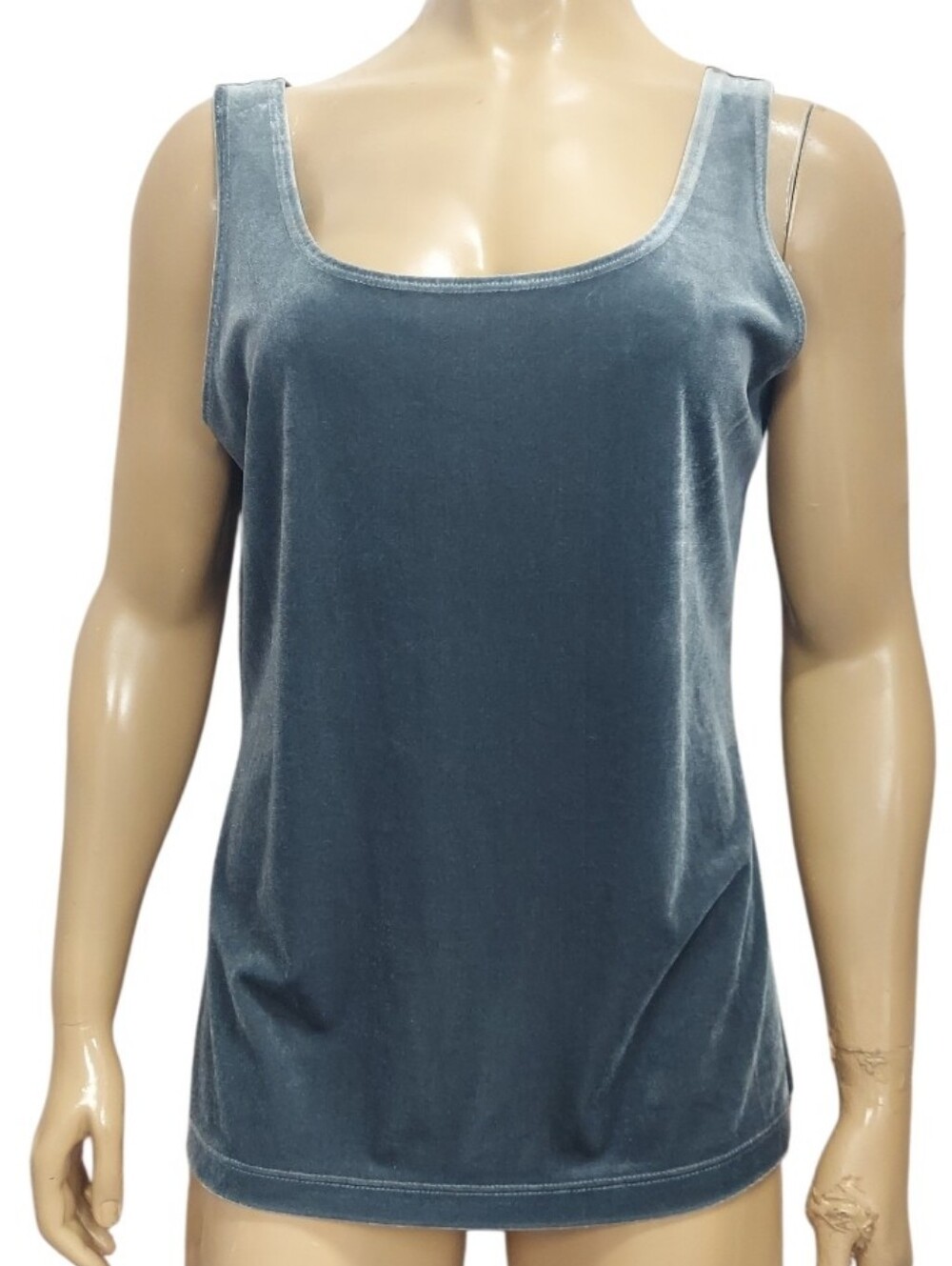 Susan Graver Velvet Scoop Neck Tank Top in Slate Gray